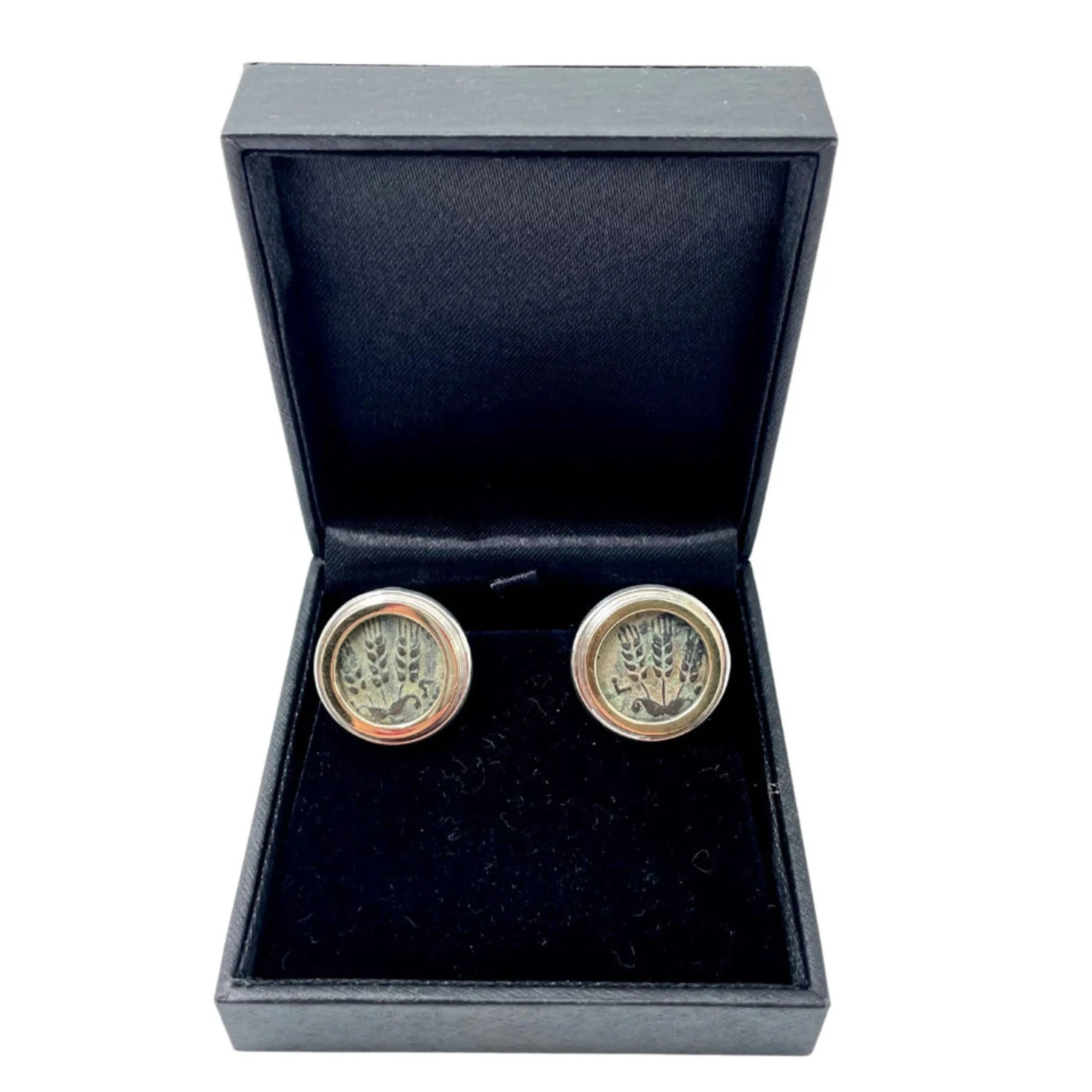 Silver and 14k Gold Round King Agrippa Coin Cufflinks - Image 6