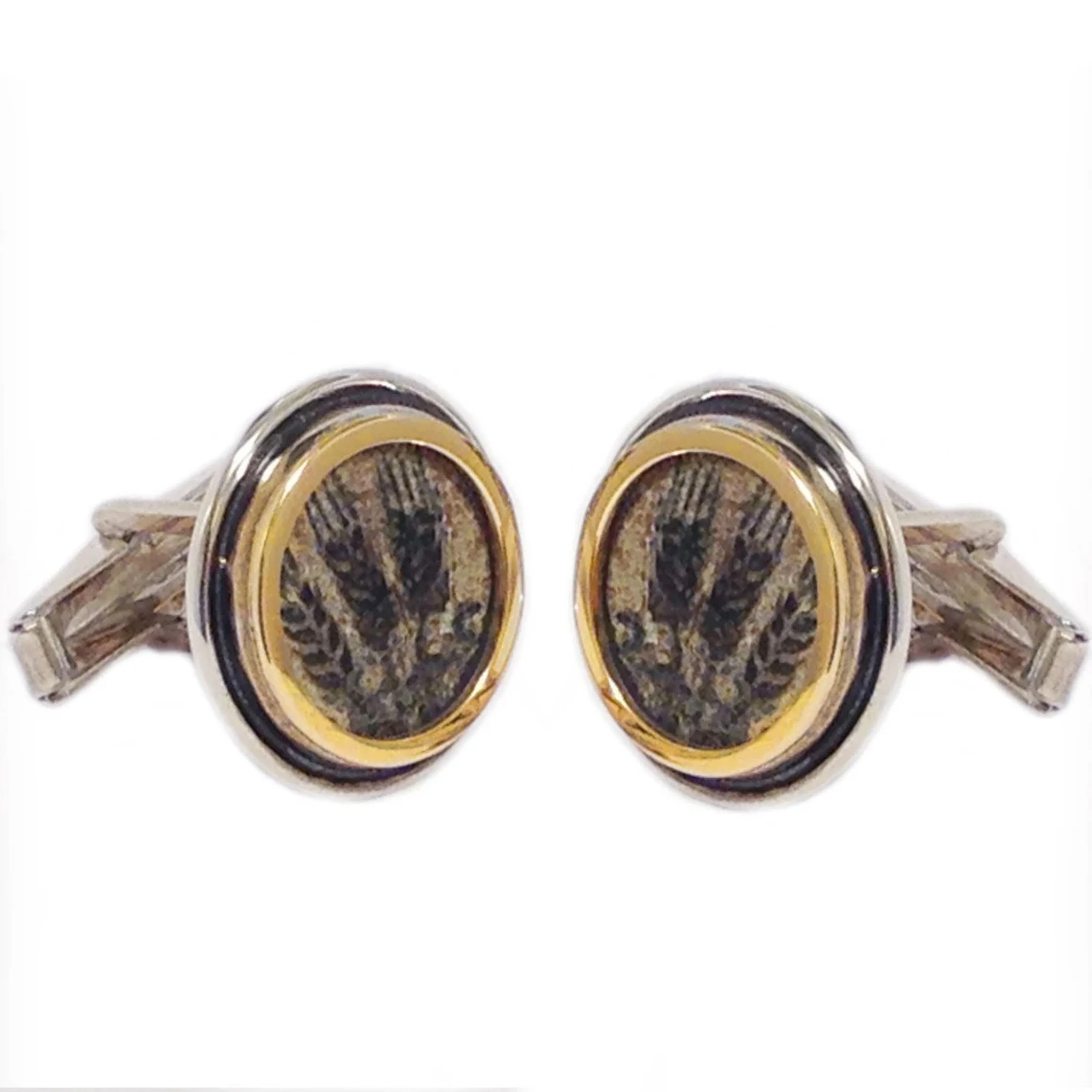 Silver and 14k Gold Round King Agrippa Coin Cufflinks - Image 7