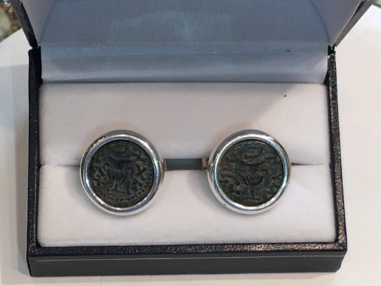 Silver Ancient Masada Coin Cufflinks - Image 3