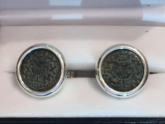 Silver Ancient Masada Coin Cufflinks - Image 4