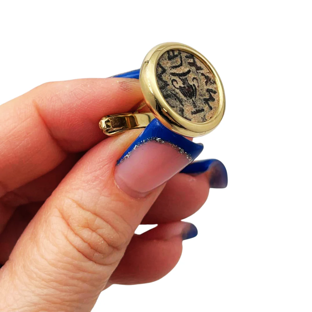 Ancient Masada Coin Cufflinks in 14k Gold - Image 3