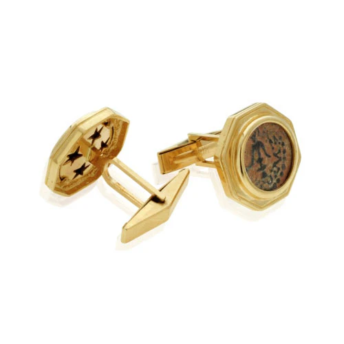 14k Gold Maccabean Coin Cufflinks - Image 5