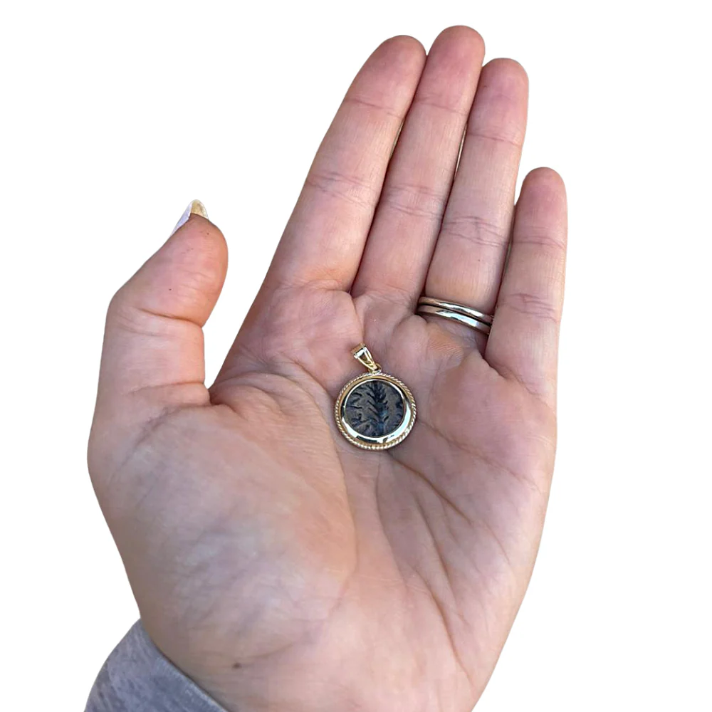 14K Gold Pruta Coin (Roman Procurators Coin) Pendant - Image 2