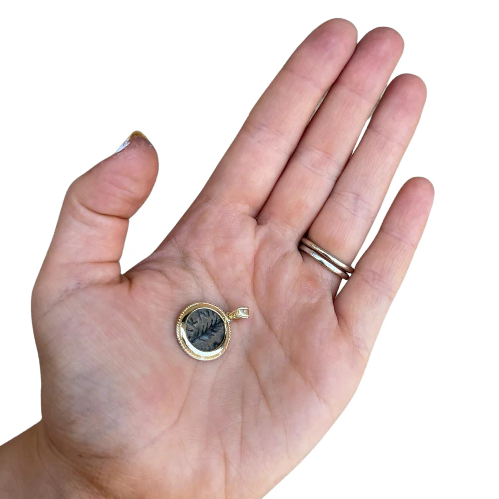 14K Gold Pruta Coin (Roman Procurators Coin) Pendant - Image 4