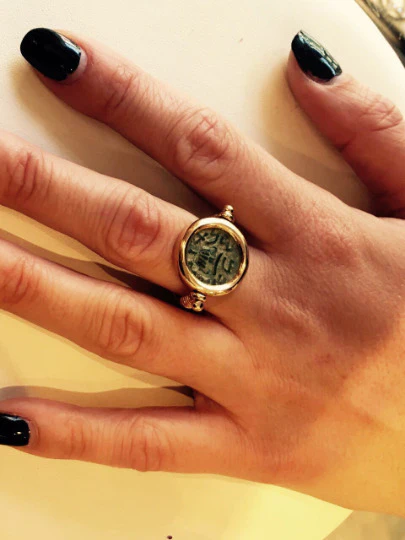14k Gold Ancient Masada Coin Ring-cum-Pendant - Image 4