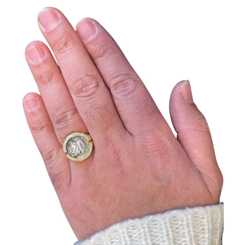 Alexander Coin 14K Gold and Diamond Signet Ring - Image 6