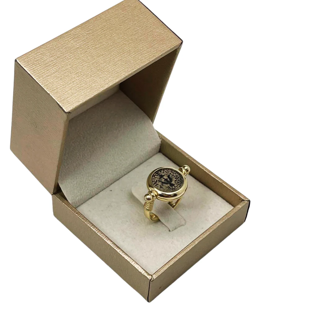 14k Gold Ancient Maccabean Coin (Widow's Mite) Ring-cum-Pendant - Image 8
