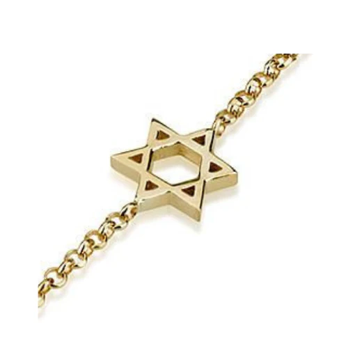 14K Gold Charm Bracelet with Star of David - Image 2