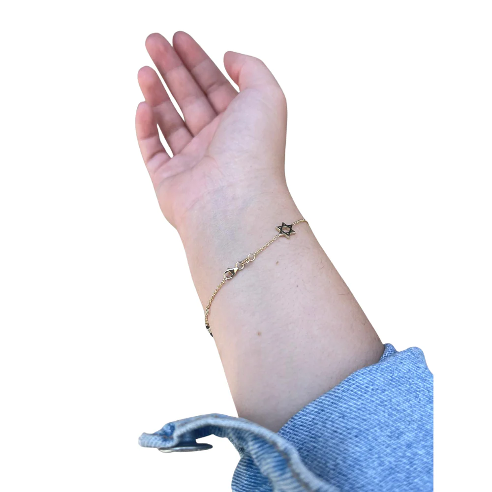 14K Gold Charm Bracelet with Star of David - Image 5
