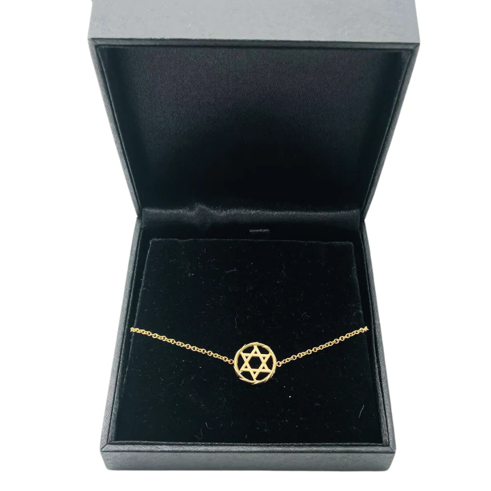 Star of David Chain Bracelet in 14K Gold - Image 4