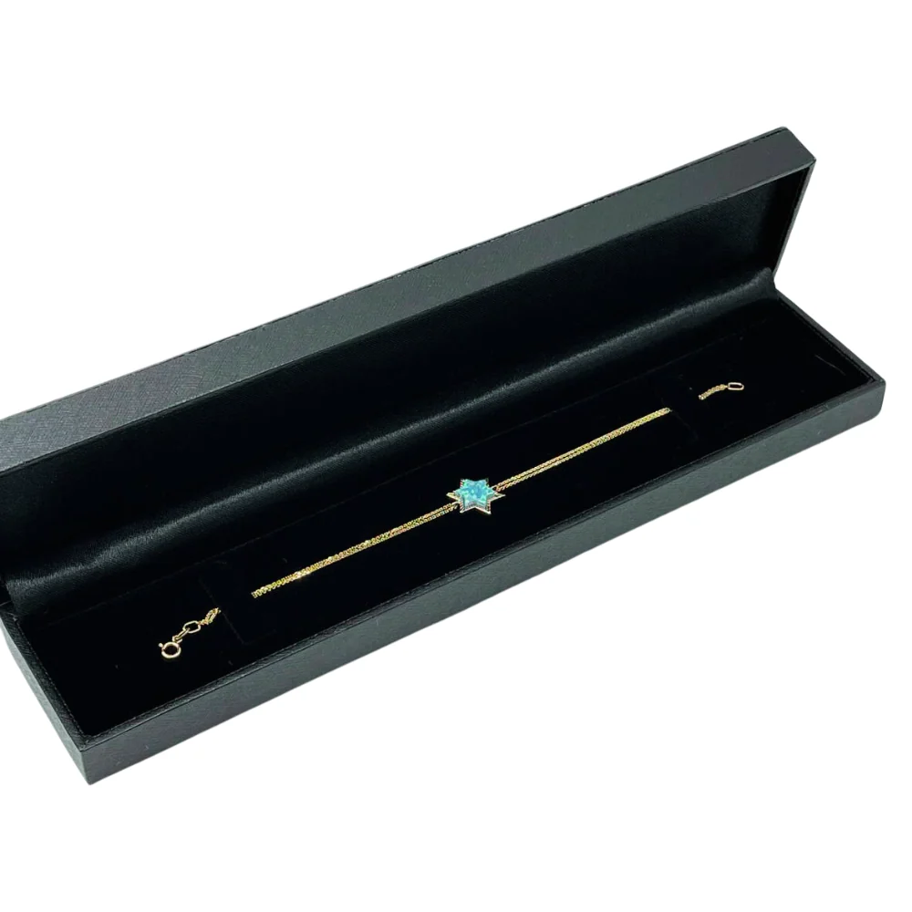 Star of David Opal Chain Bracelet in 14K Gold - Image 4