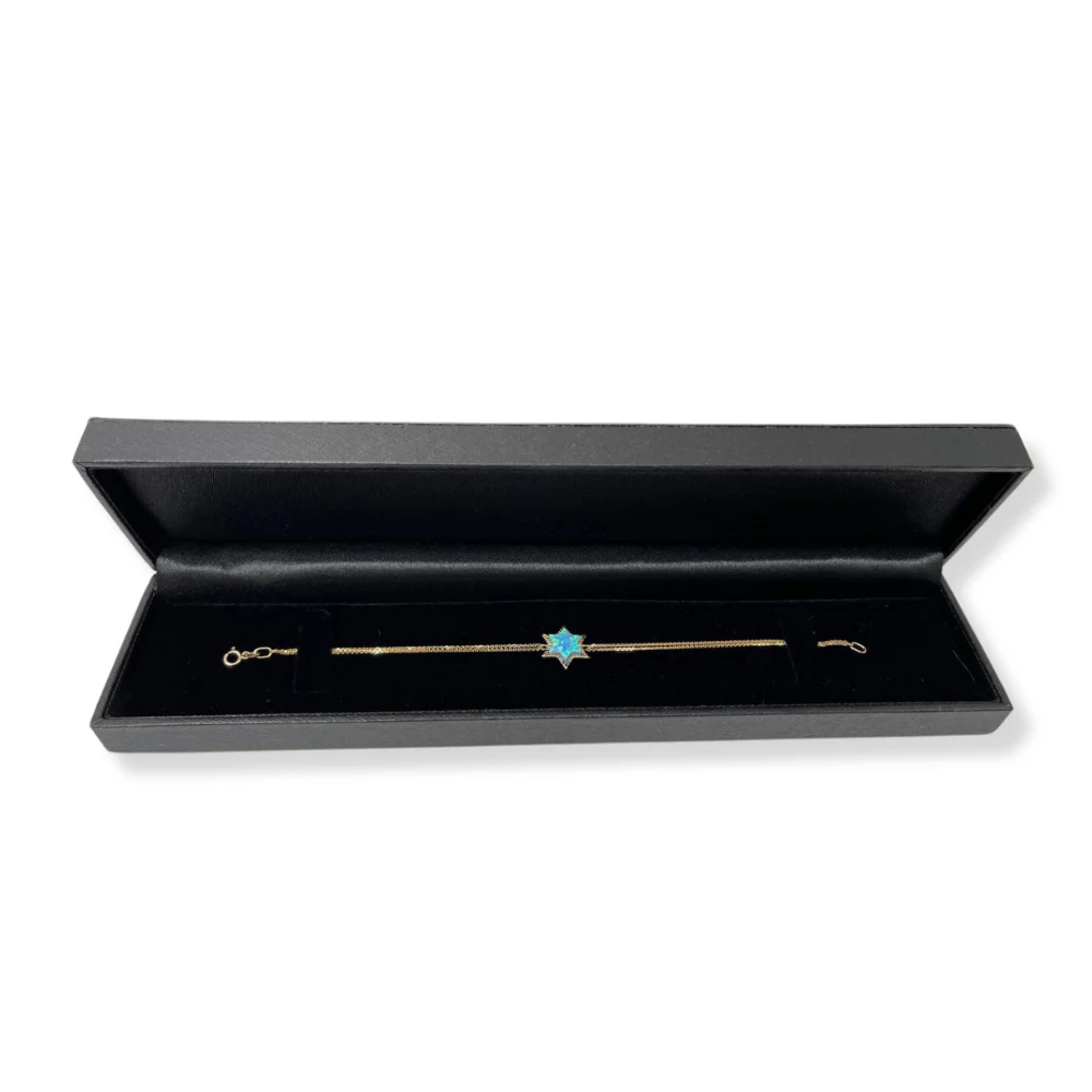 Star of David Opal Chain Bracelet in 14K Gold - Image 5