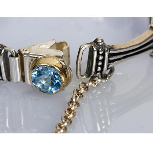 Silver and Gold Blue Topaz Bracelet - Image 2