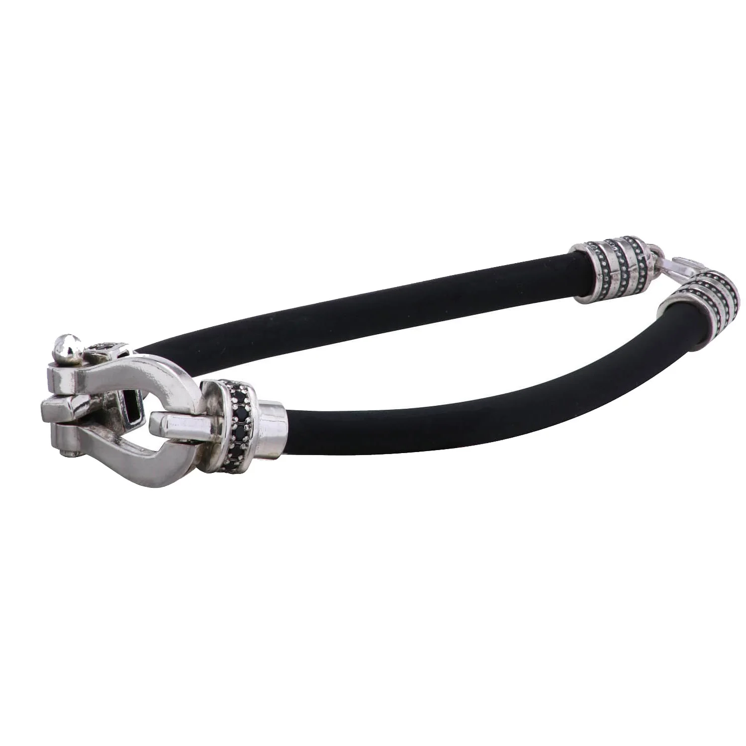 Black, Silver, and Onyx Horseshoe Men's Bracelet