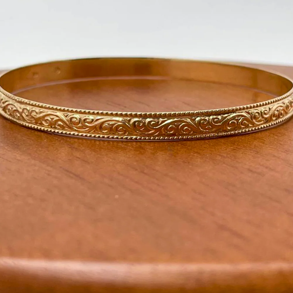 14K Gold Moroccan Bracelet - Heavy Ornate style - Image 8