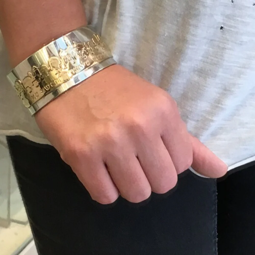 Silver and Gold Jerusalem of Gold Cuff Bracelet - Image 3