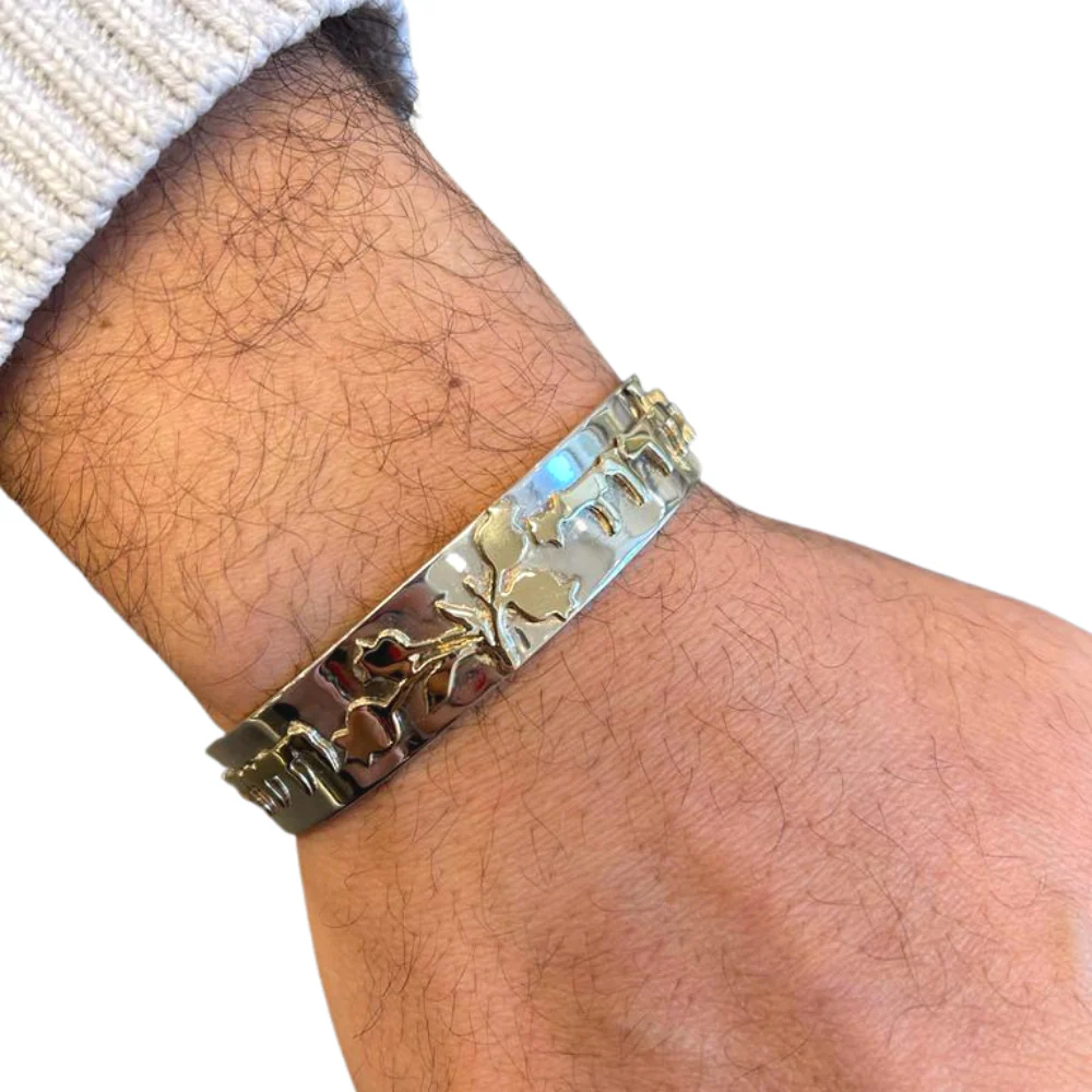 Silver and Gold Ani L'Dodi Cuff Bracelet - Image 3