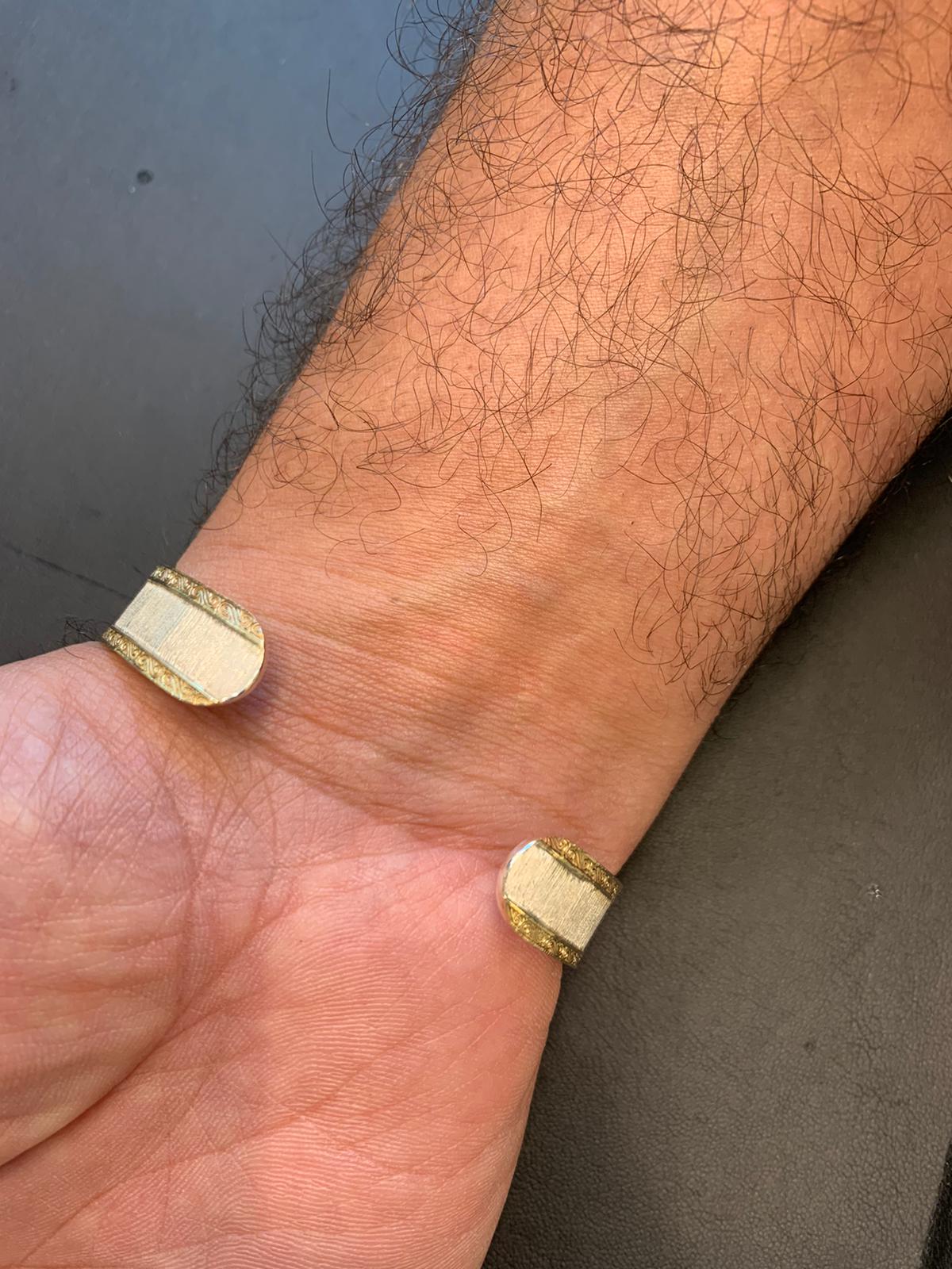 14k Gold and Silver Cuff Bracelet With Shema Yisrael - Image 4