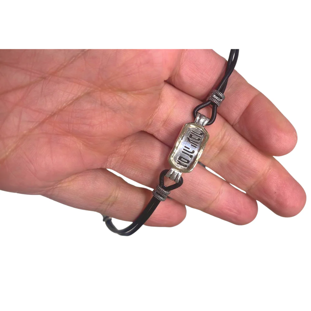 This Too Shall Pass Bracelet  - Black Leather with Sterling Silver and Gold - Image 3
