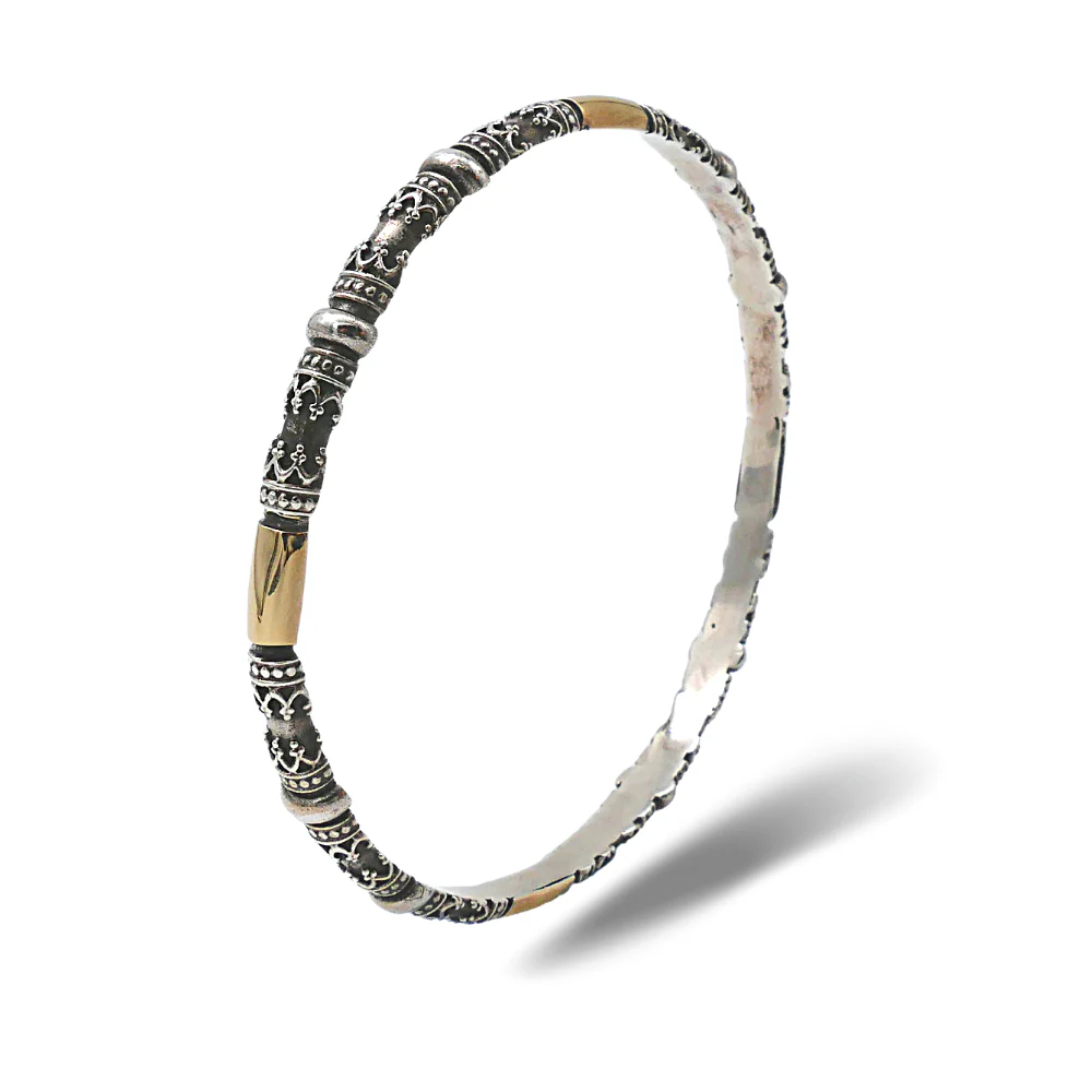 Filigree Bangle in Silver & Gold - Ethnic Look - Image 2