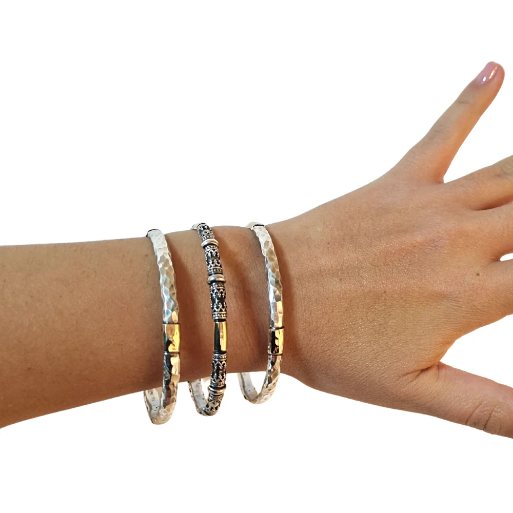 Filigree Bangle in Silver & Gold - Ethnic Look - Image 4