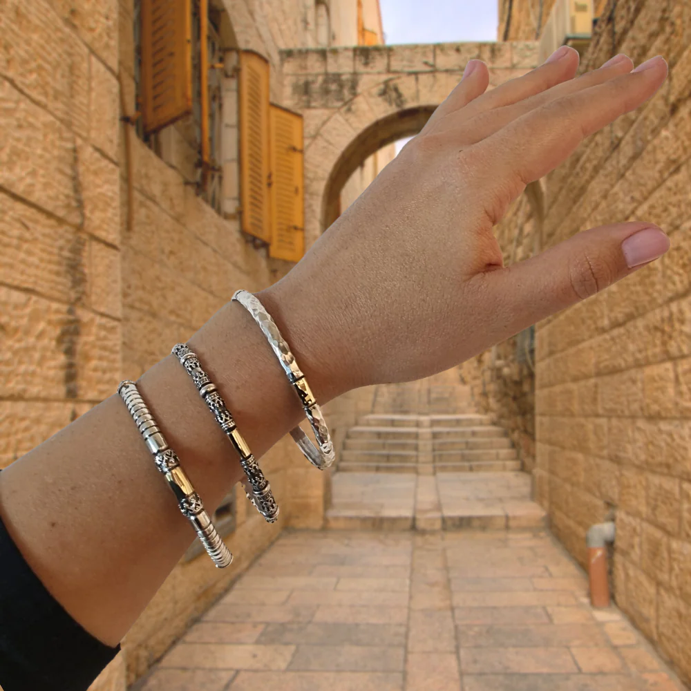 Filigree Bangle in Silver & Gold - Ethnic Look - Image 5