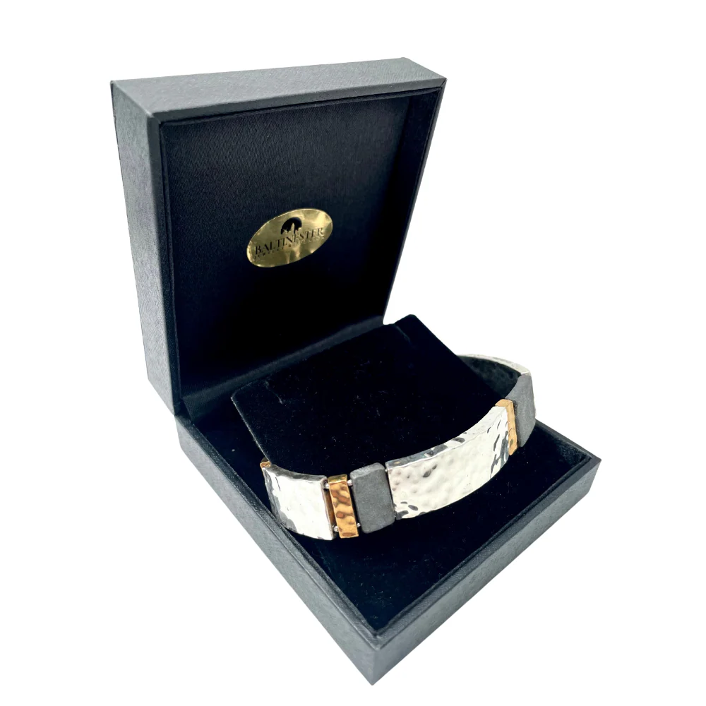 Broad Israeli Bracelet in Silver and Gold Plating - Electroforming - Image 3