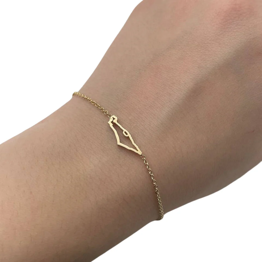 Map of Israel Chain Bracelet in 14K Gold - Image 2