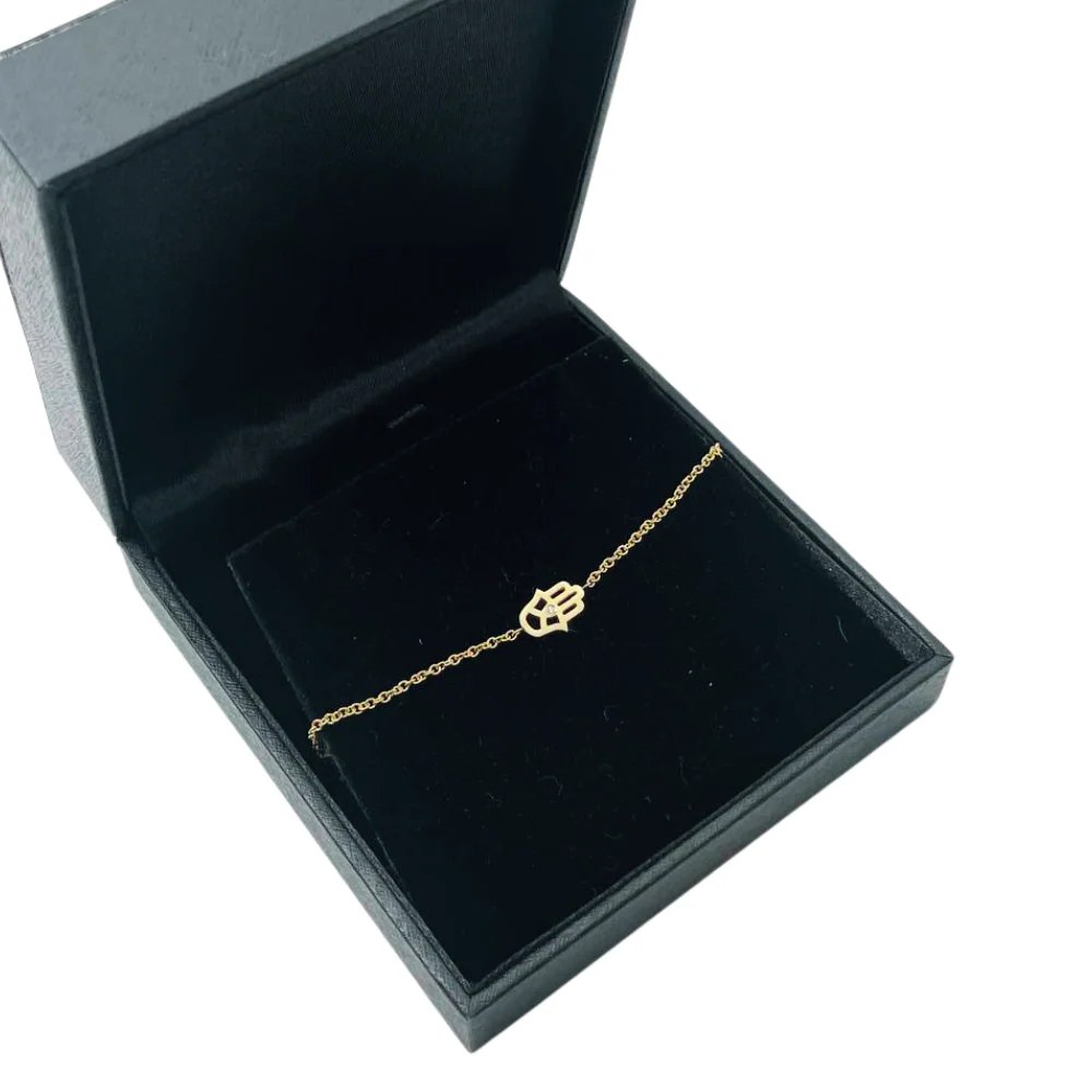 Hamsa Chain Bracelet in 14K Gold and Diamond - Image 6