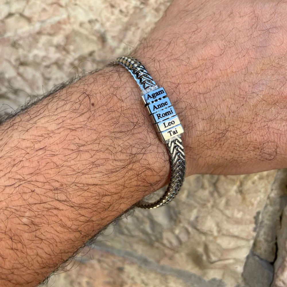 Dad Bracelet in Stainless Steel with Personalized Names Engraved - Image 3