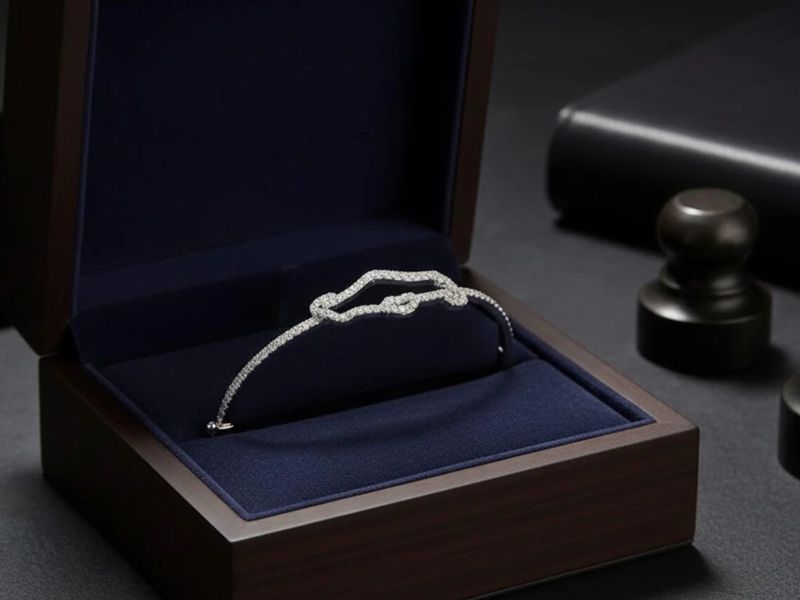 Diamond Map of Israel Bangle Bracelet in 14K Gold - Image 3