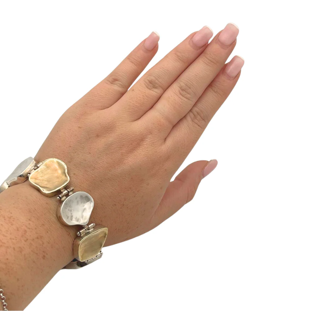 Nugget Bracelet in Silver and Gold - Jerusalem Stone design - Image 5