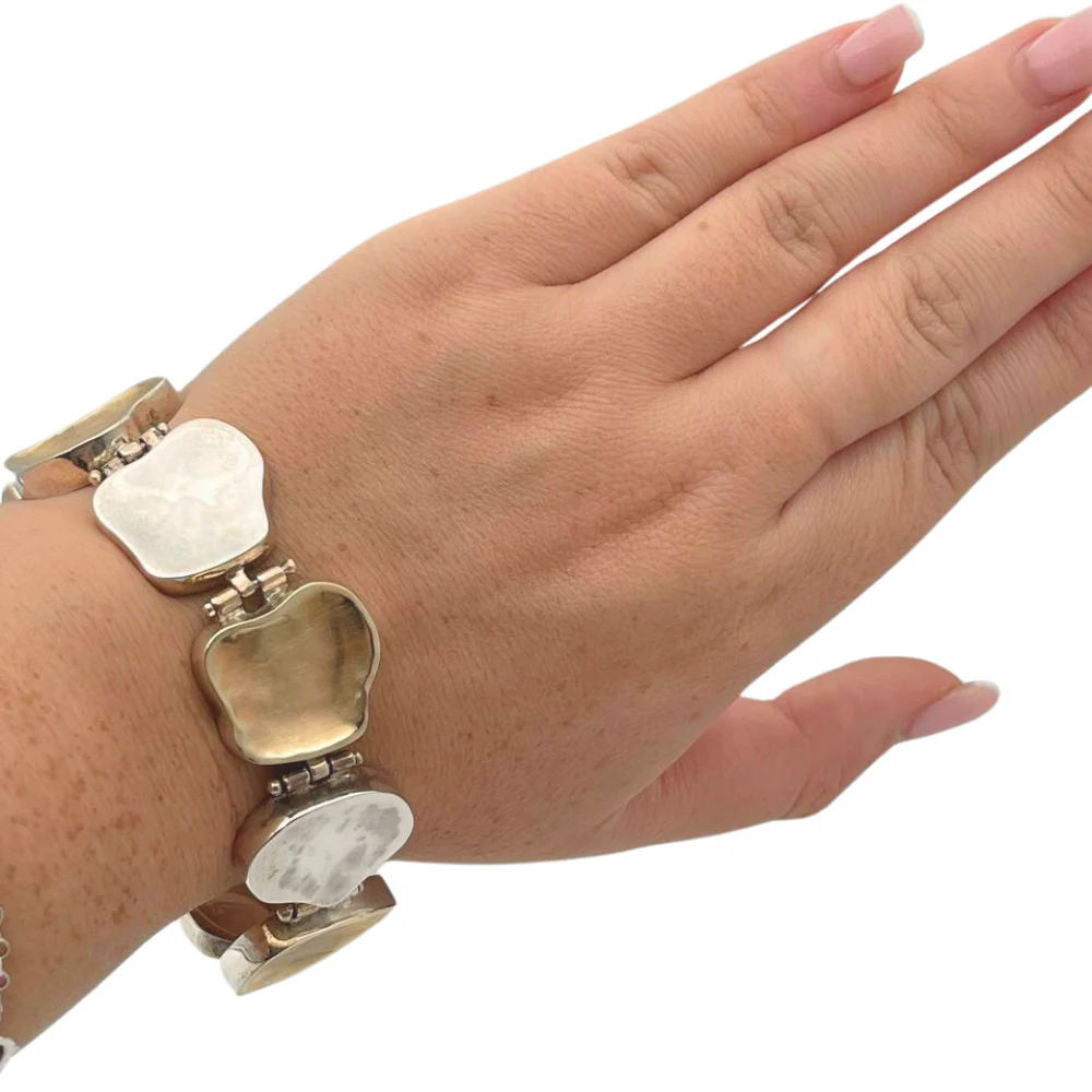 Nugget Bracelet in Silver and Gold - Jerusalem Stone design - Image 6