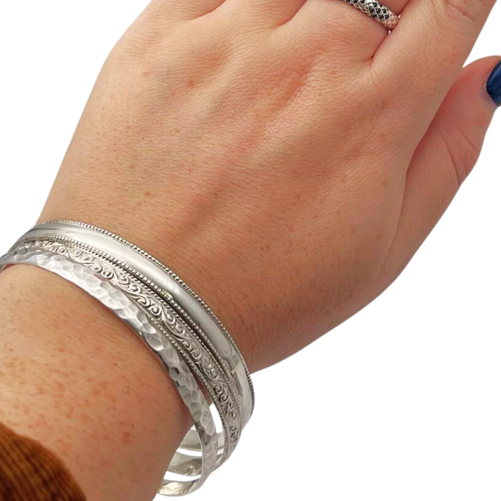 Moroccan Bangle in Silver - Curlicue Design - Image 8