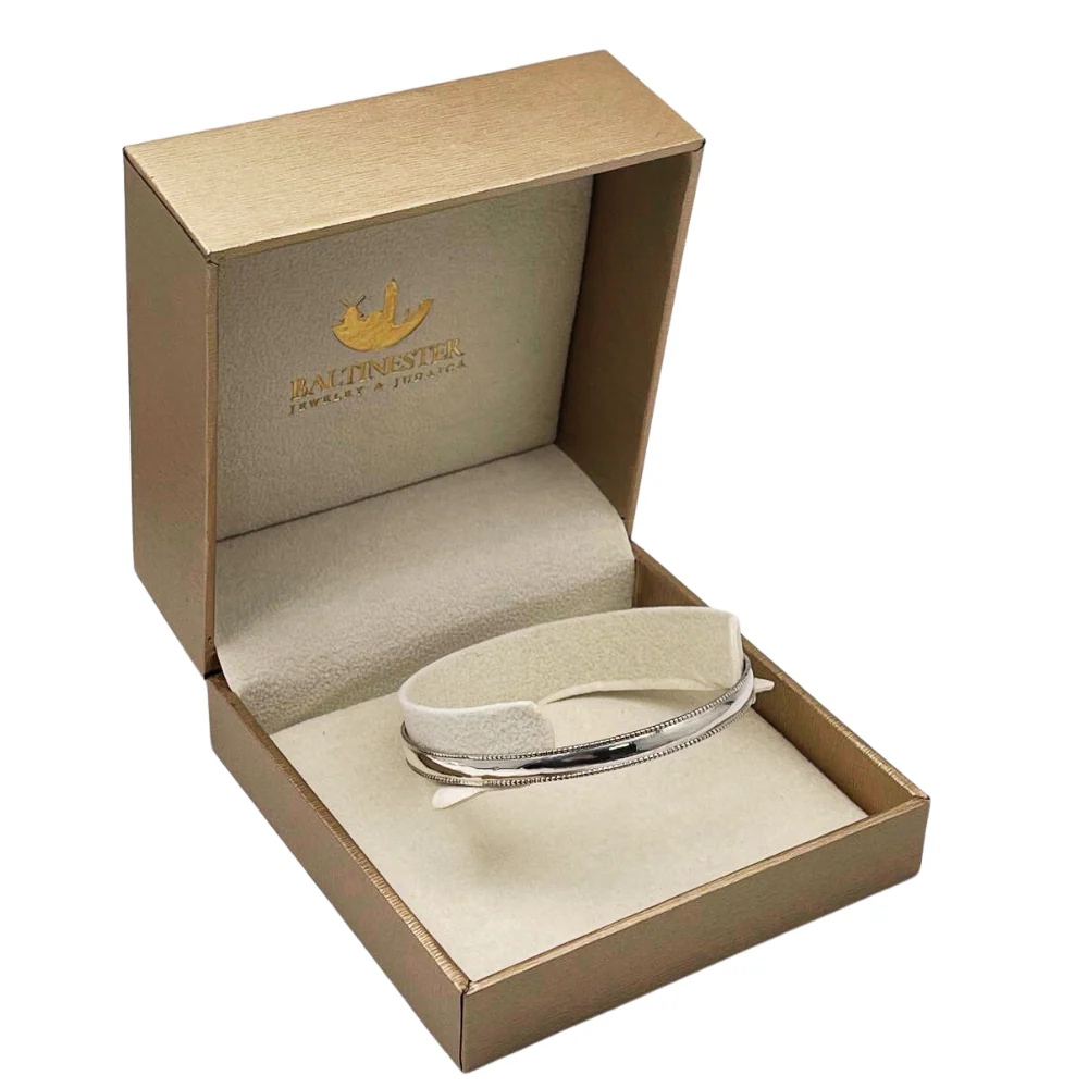 Moroccan Bangle in Silver - Beaded Borders - Image 6