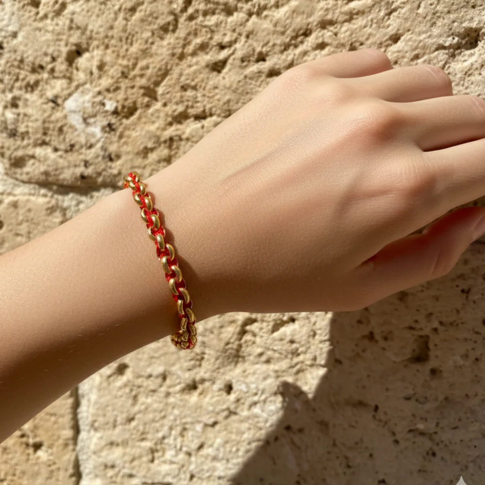 Kabbalah Protection Bracelet with Red String in 14k Gold - Image 2