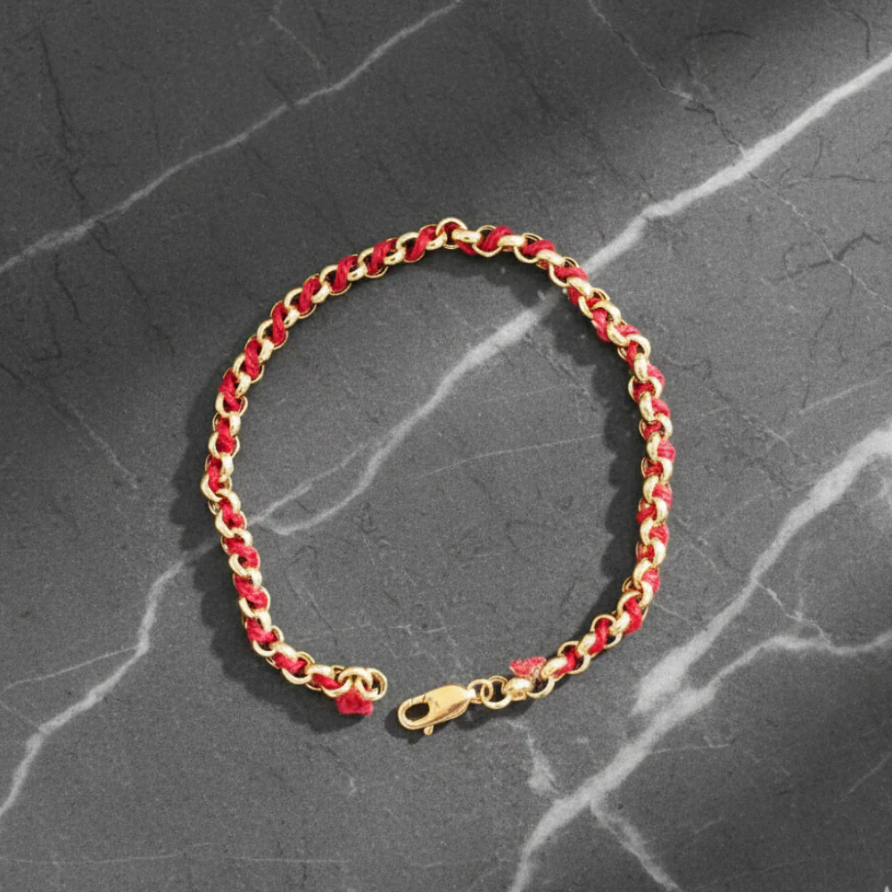 Kabbalah Protection Bracelet with Red String in 14k Gold - Image 8