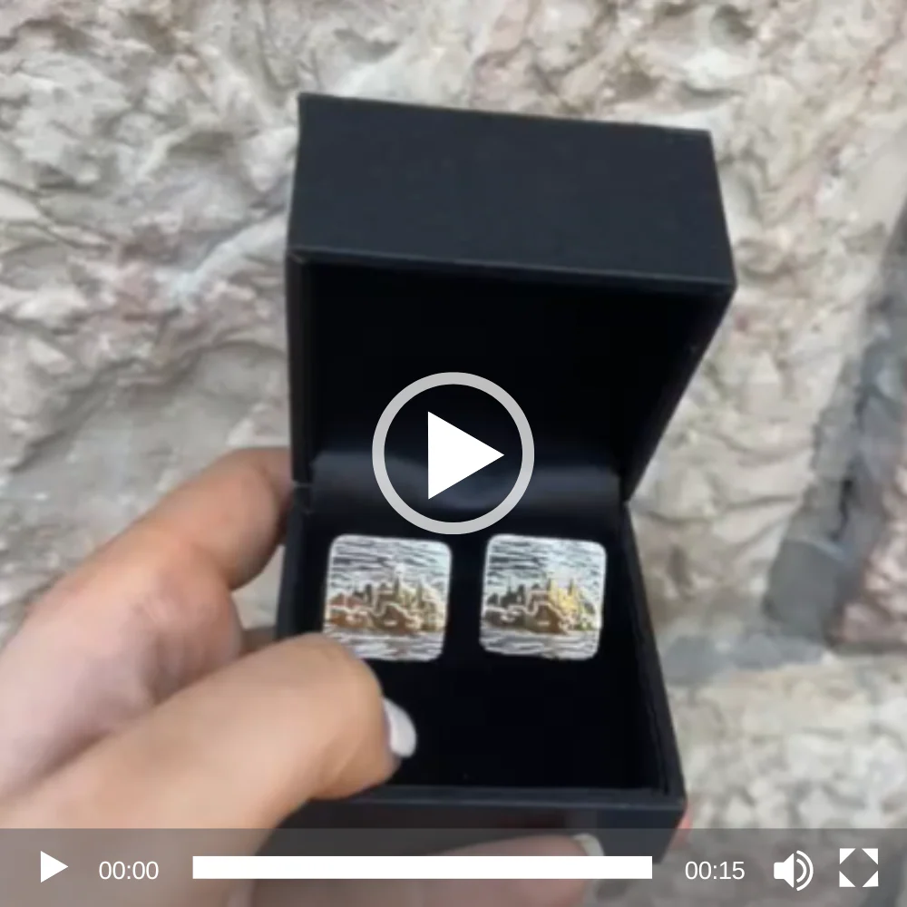 Silver and Gold Jerusalem Square Cufflinks - Image 2