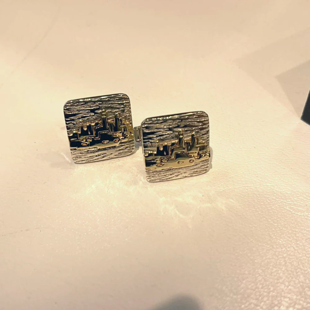 Silver and Gold Jerusalem Square Cufflinks - Image 5