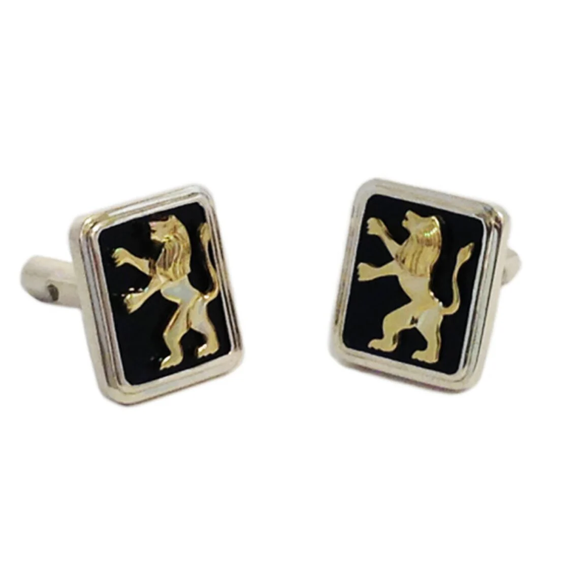 14k Gold Lion of Judah Silver and Onyx Cufflinks - Image 8