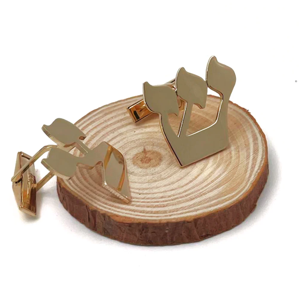 14K Gold Hebrew Initial Cufflinks - Image 8