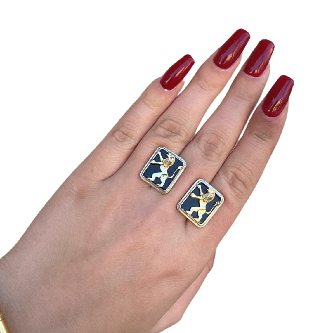 14k Gold and Black Onyx Lion of Judah Cufflinks - Image 3