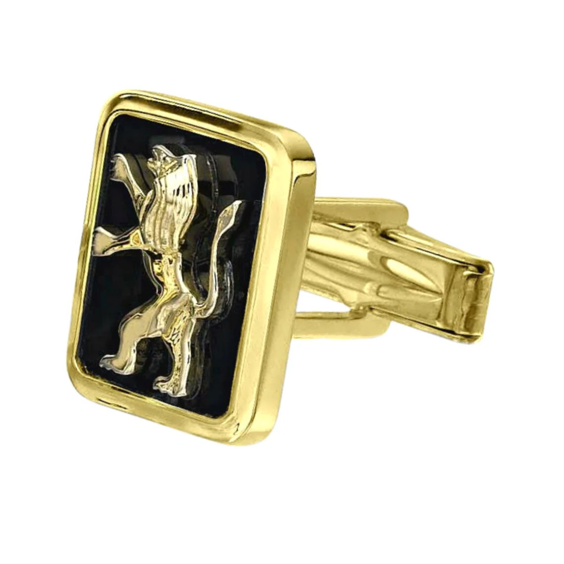 14k Gold and Black Onyx Lion of Judah Cufflinks - Image 4