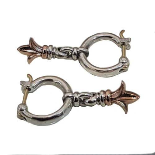 Handmade Gold and Silver Dangle Earrings - Image 2