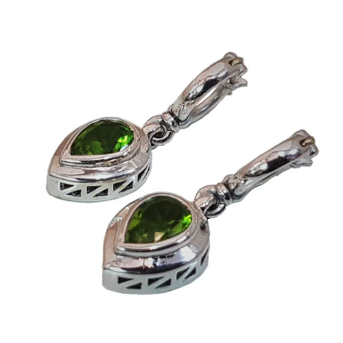 Peridot, Gold and Silver Dangle Earrings - Image 3