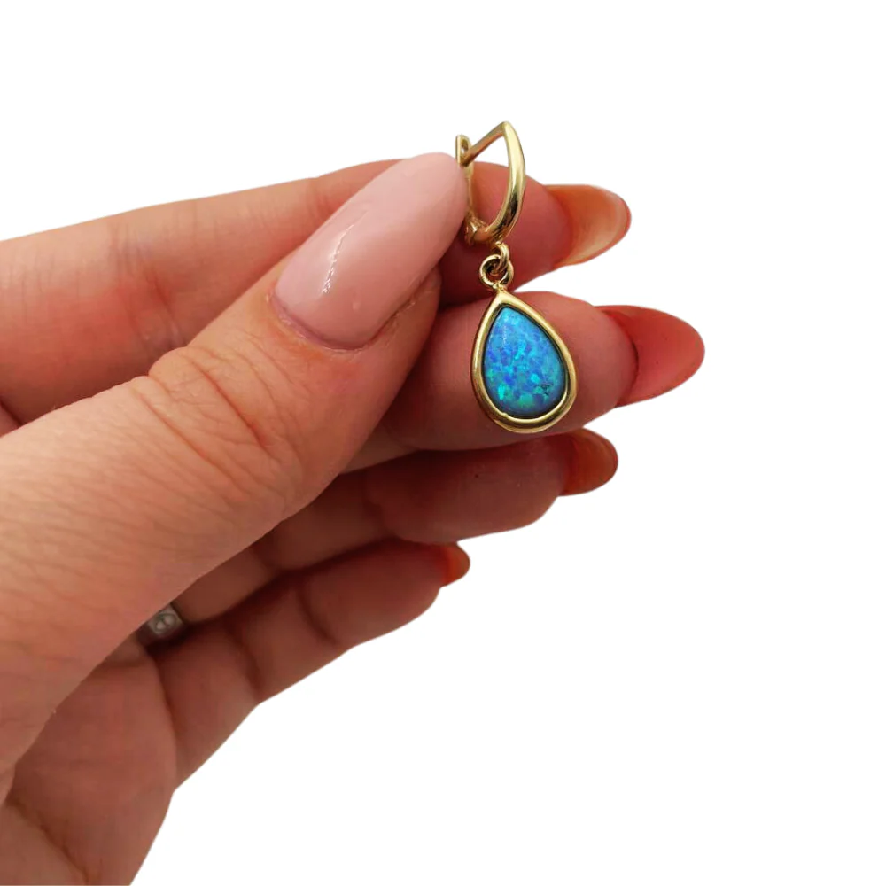 Blue Opalite Teardrop Earrings in 14K Gold - Image 4