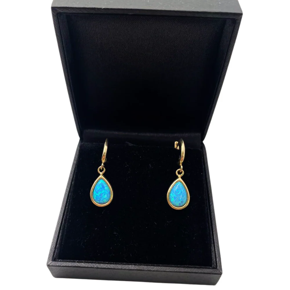 Blue Opalite Teardrop Earrings in 14K Gold - Image 5