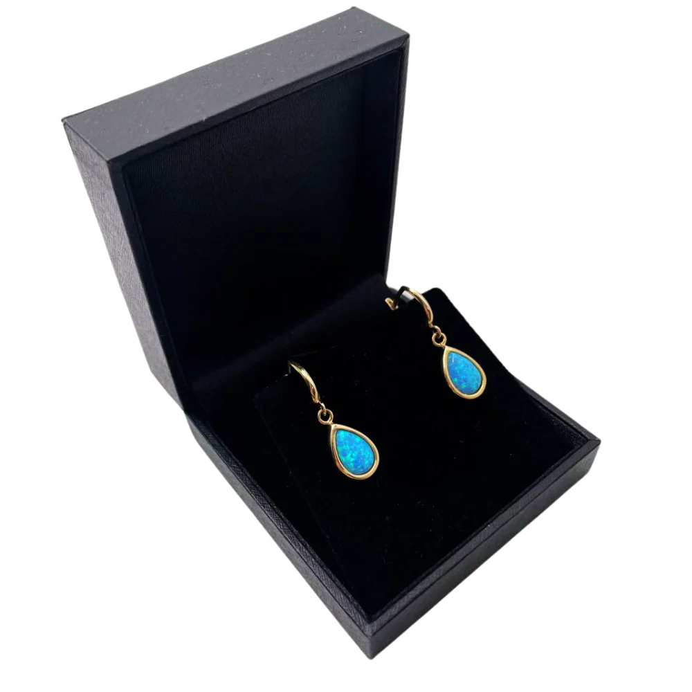 Blue Opalite Teardrop Earrings in 14K Gold - Image 6