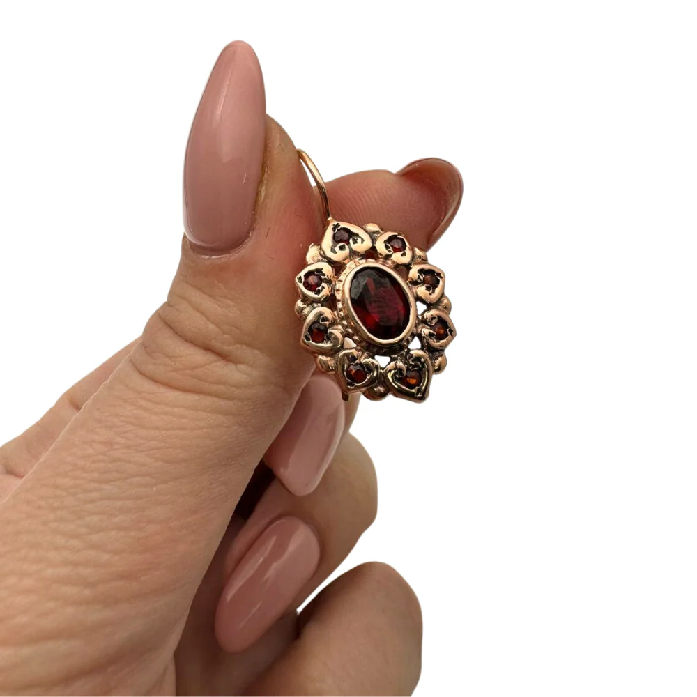 Garnet Romantic Earrings in 14K Rose Gold - Image 2