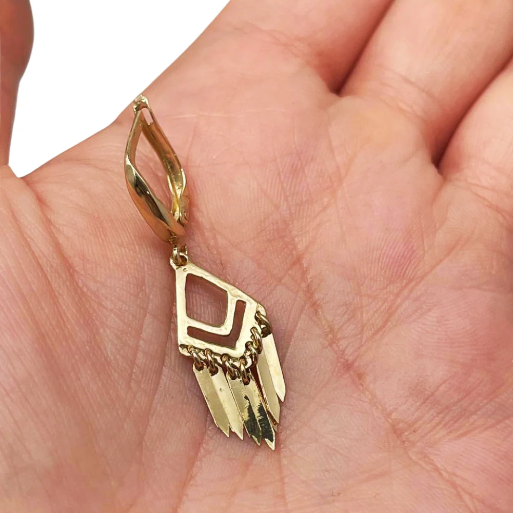 Fringe Dangle Earrings in 14K Solid Gold - Image 2